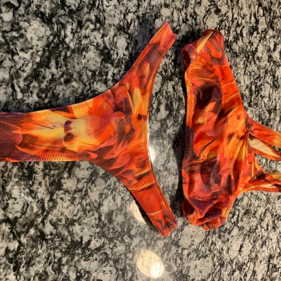 Melissa Simone Swim OREYA HIGH CUT BIKINI Top & BOTTOM - TANGERINE - Picture 3 of 5